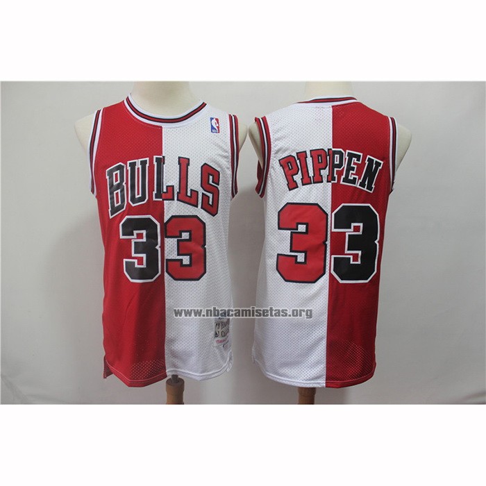 Camiseta Chicago Bulls Scottie Pippen NO 33 Mitchell & Ness Rojo Blanco